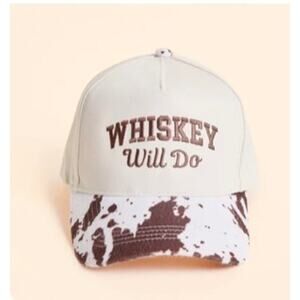 NEW Pink Lily Whiskey Will Do Western Cow Print Trucker Hat Rodeo Country Cap